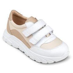 TW-438 (цв.10-белый/бежевый) Полуботинки спортивные (натур.кожа)